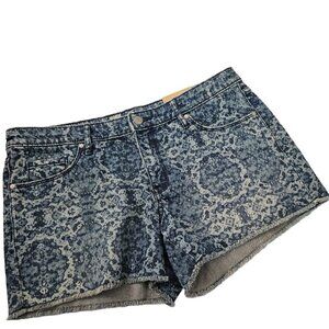 NWT Mossimo Premium Denim Mid Waist & Straight Hip Brocade Tapestry Cutoff Short
